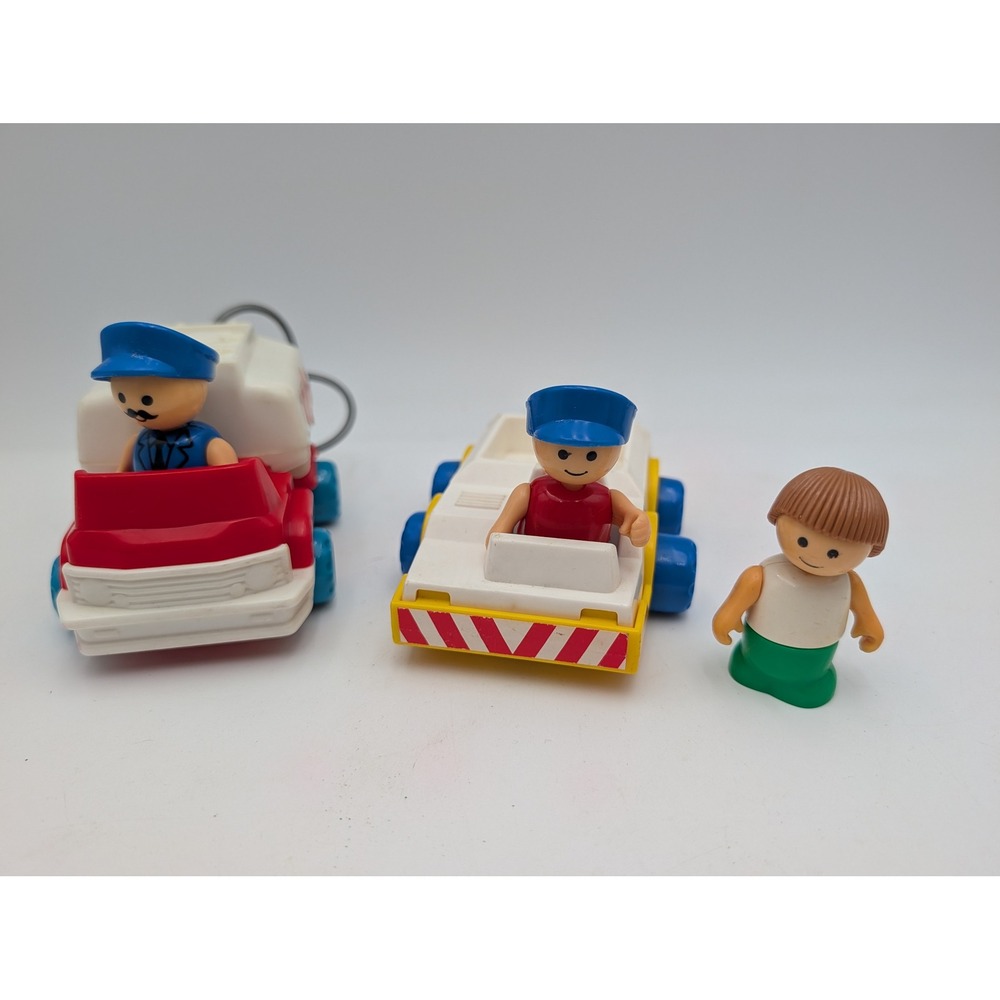 Lil Playmates Vehicle Lot Red White Yellow Gas Truck Trailer Driver